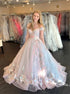 Ball Gown Off the Shoulder Tulle Appliques Prom Dress LBQ4066